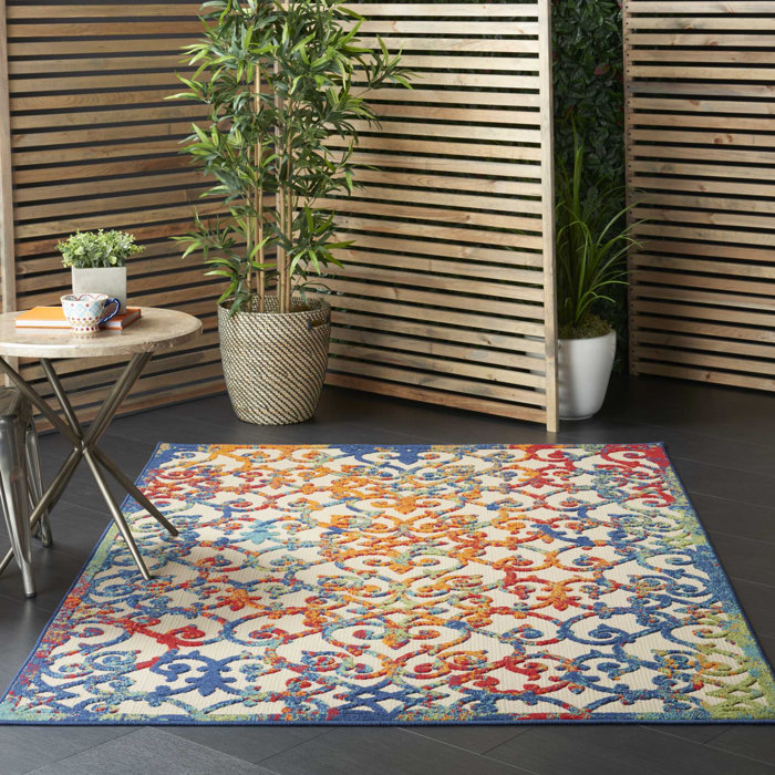 Latitude Vive Mariners Ivory/Blue/Orange Outdoor Rug & Reviews